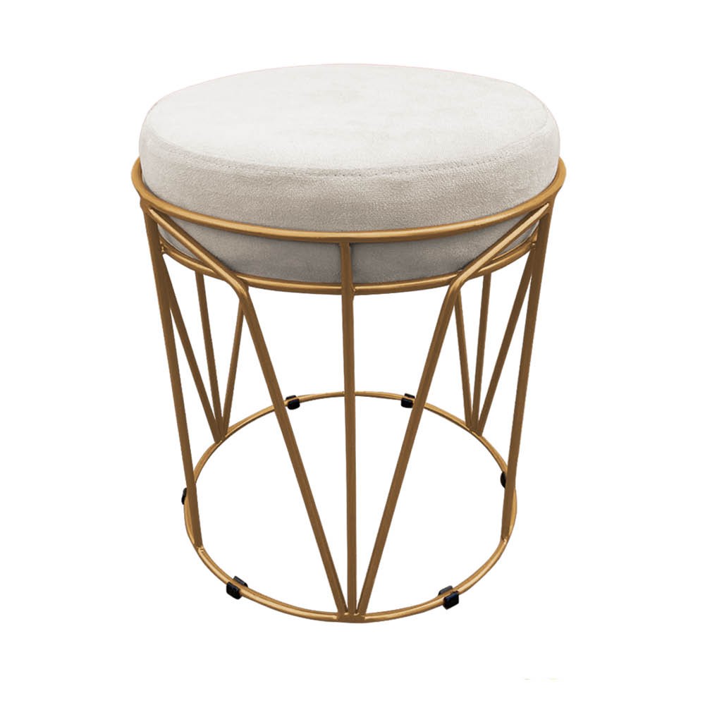 Puff Multiuso com Mesa Babu 2 em 1 Suede Base Dourado D'Rossi