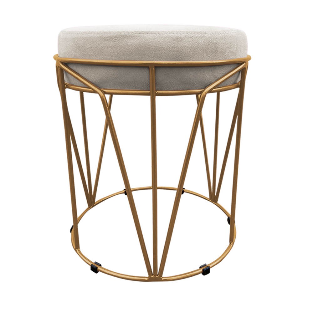 Puff Multiuso com Mesa Babu 2 em 1 Suede Base Dourado D'Rossi