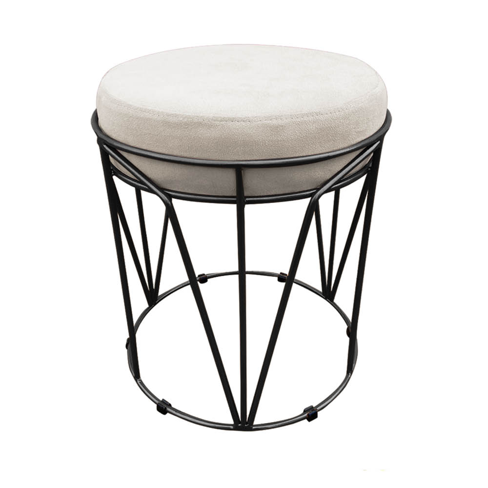 Puff Multiuso com Mesa Babu 2 em 1 Suede Bege Base Preto - D'Rossi