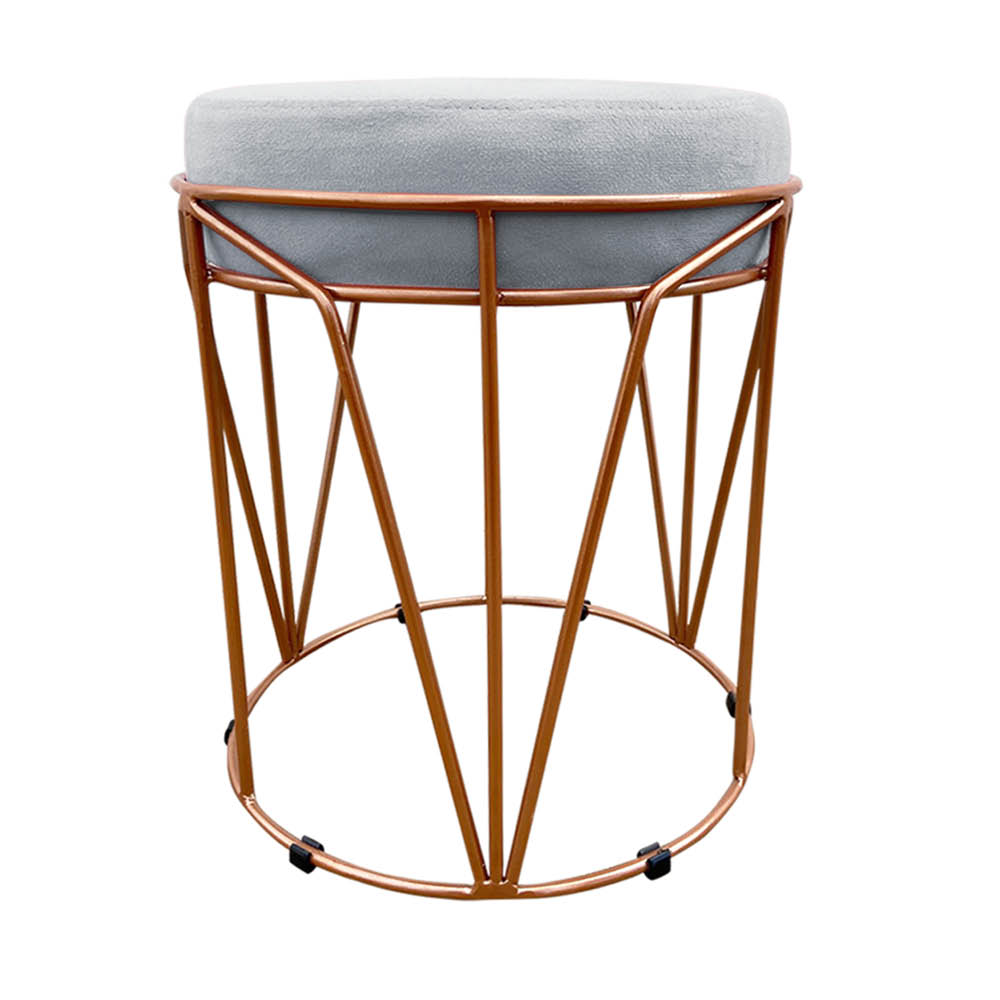 Puff Multiuso com Mesa Babu 2 em 1 Suede Cinza Base Cobre - D'Rossi