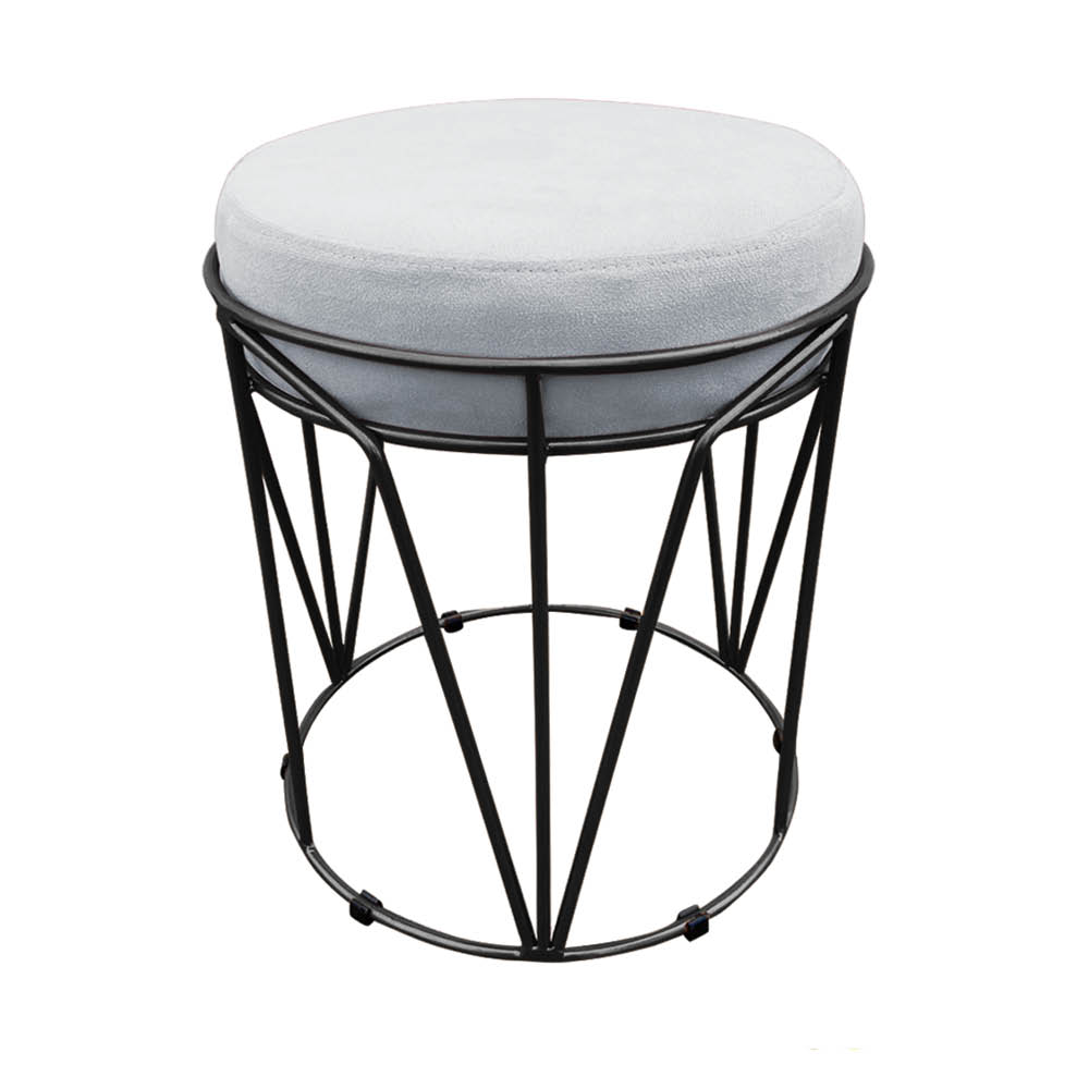 Puff Multiuso com Mesa Babu 2 em 1 Suede Cinza Base Preto - D'Rossi