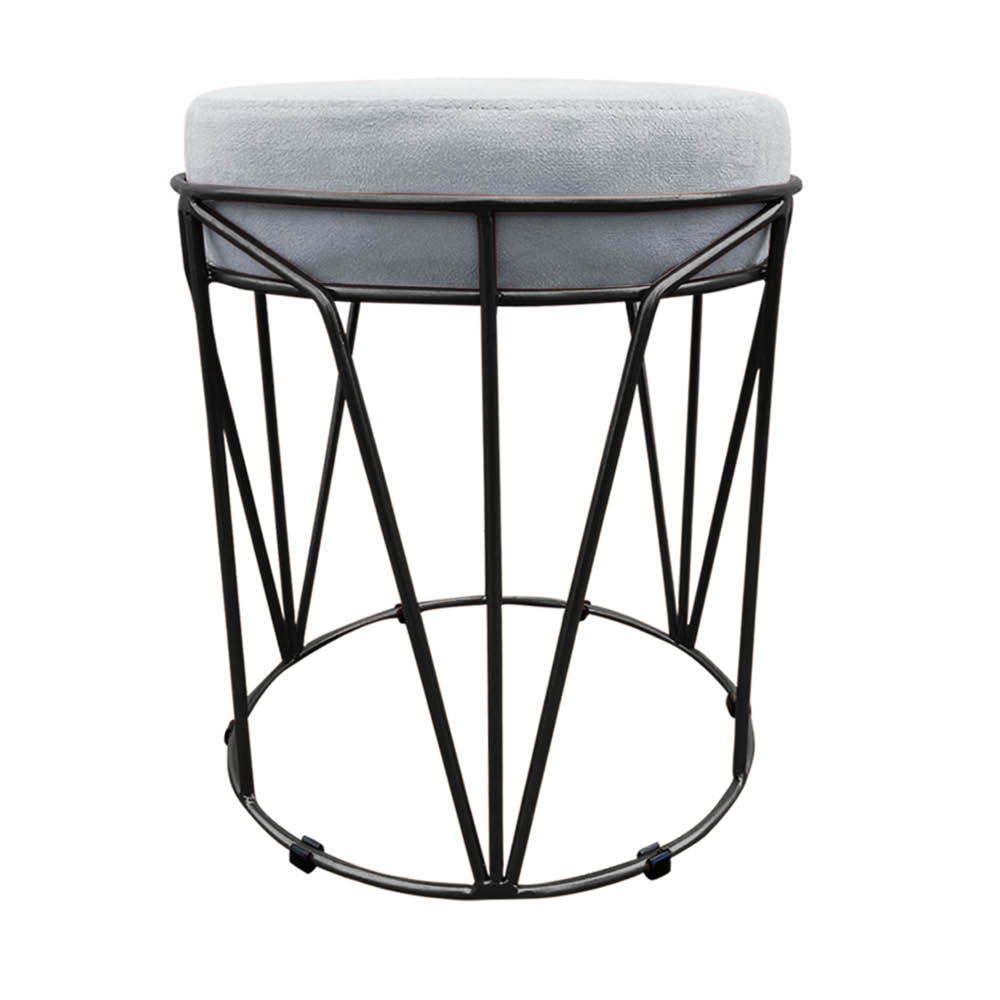 Puff Multiuso com Mesa Babu 2 em 1 Suede Cinza Base Preto - D'Rossi