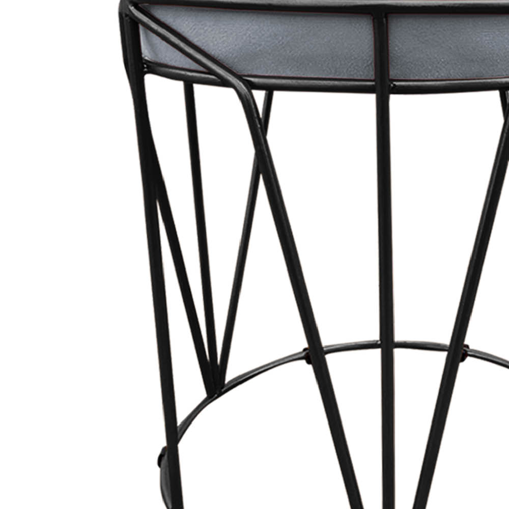 Puff Multiuso com Mesa Babu 2 em 1 Suede Cinza Base Preto - D'Rossi