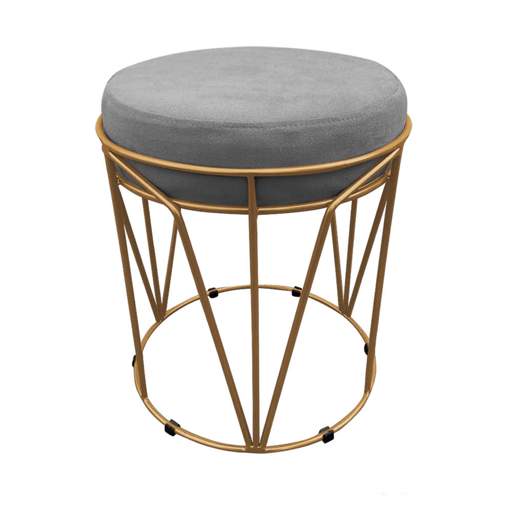 Puff Multiuso com Mesa Babu 2 em 1 Suede Grafite Base Dourado - D'Rossi