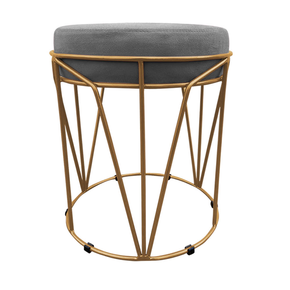 Puff Multiuso com Mesa Babu 2 em 1 Suede Grafite Base Dourado - D'Rossi