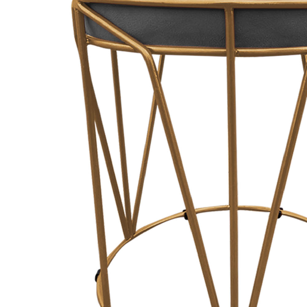 Puff Multiuso com Mesa Babu 2 em 1 Suede Grafite Base Dourado - D'Rossi