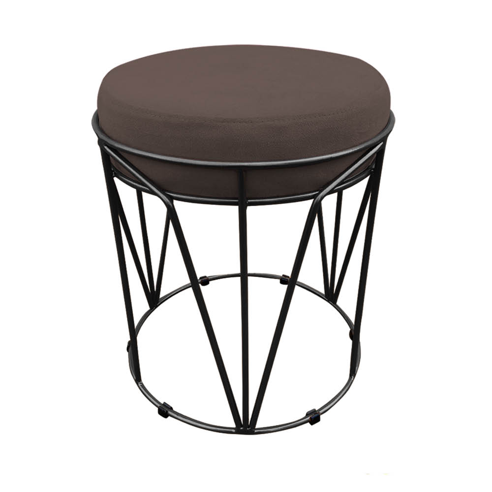 Puff Multiuso com Mesa Babu 2 em 1 Suede Marrom Base Preto - D'Rossi
