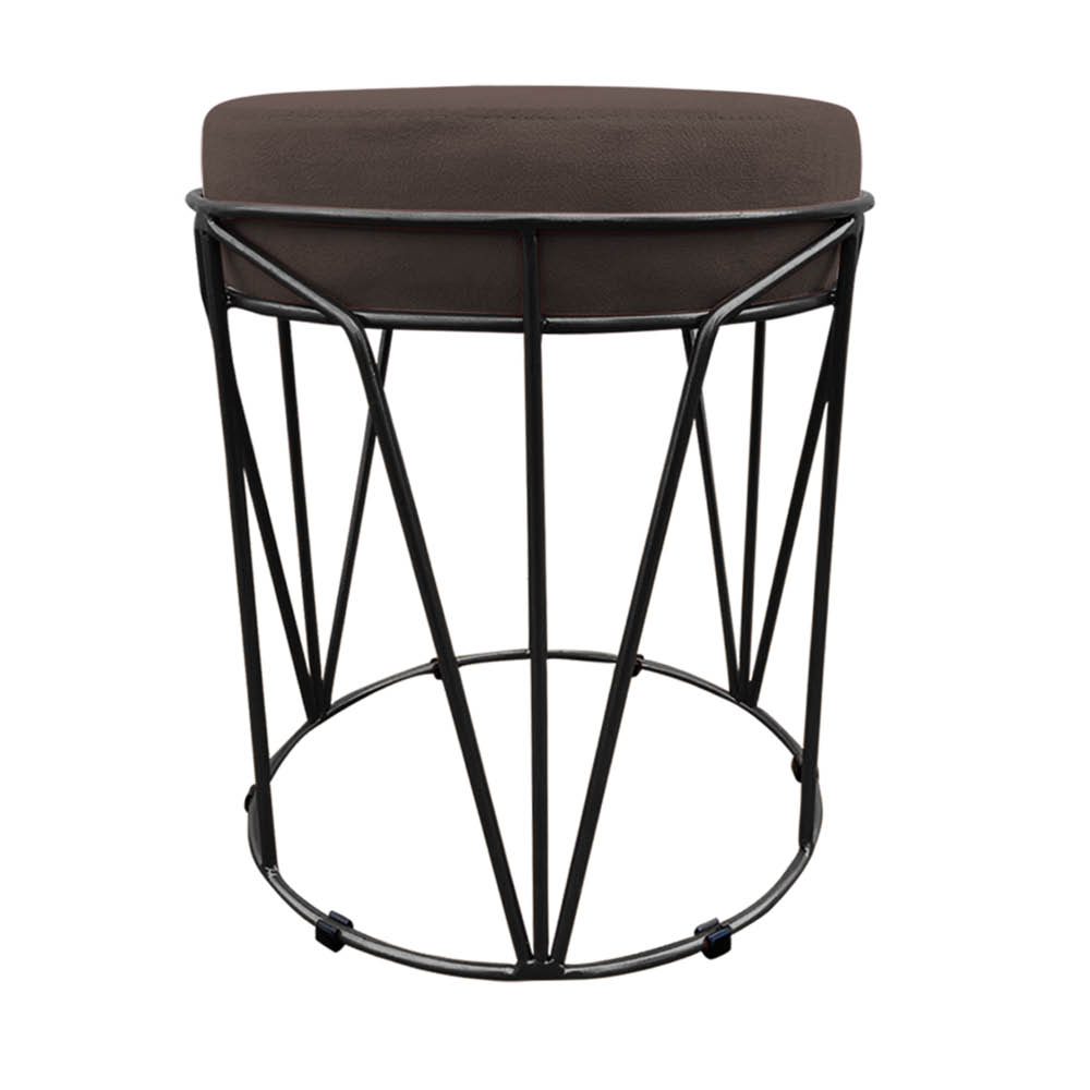Puff Multiuso com Mesa Babu 2 em 1 Suede Marrom Base Preto - D'Rossi