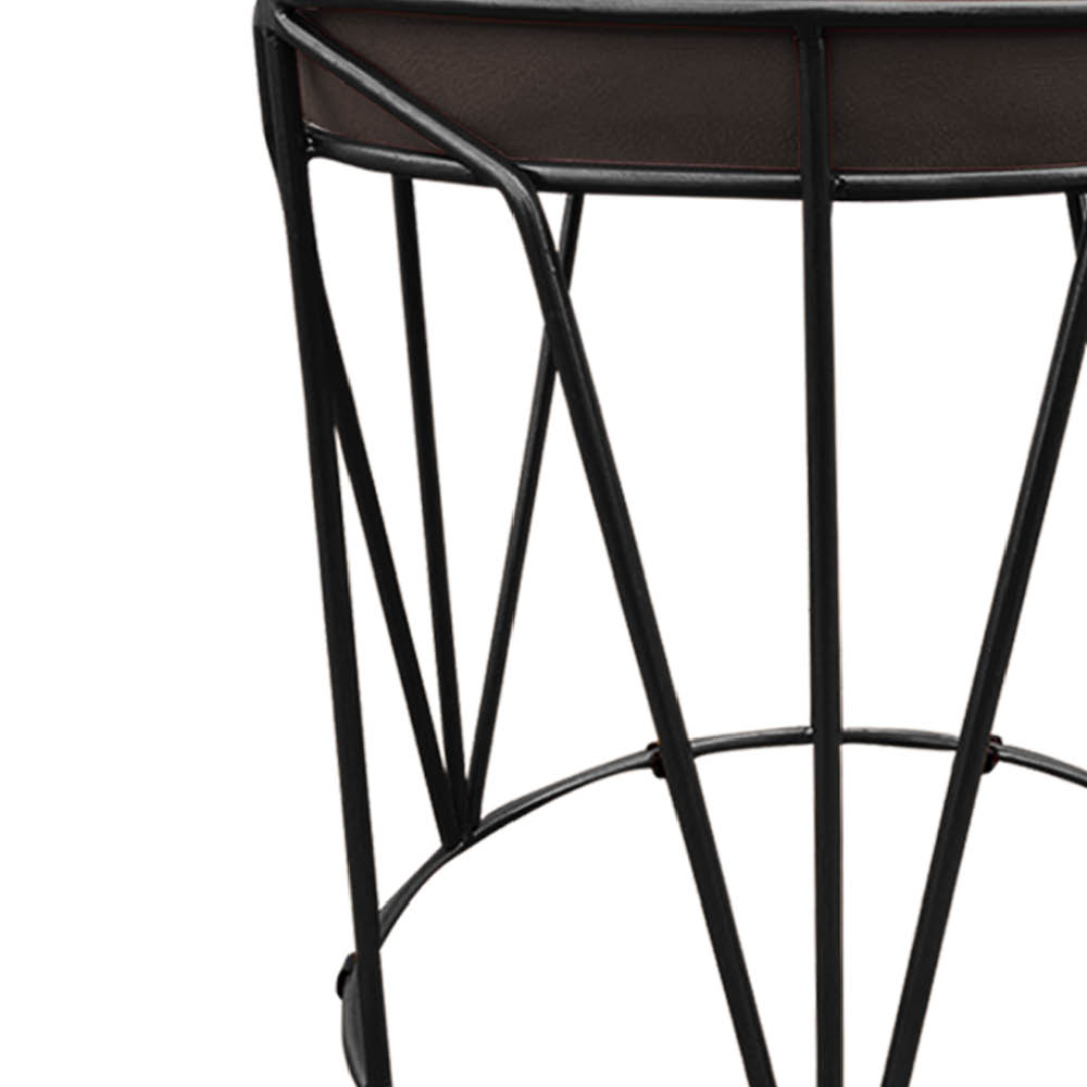 Puff Multiuso com Mesa Babu 2 em 1 Suede Marrom Base Preto - D'Rossi