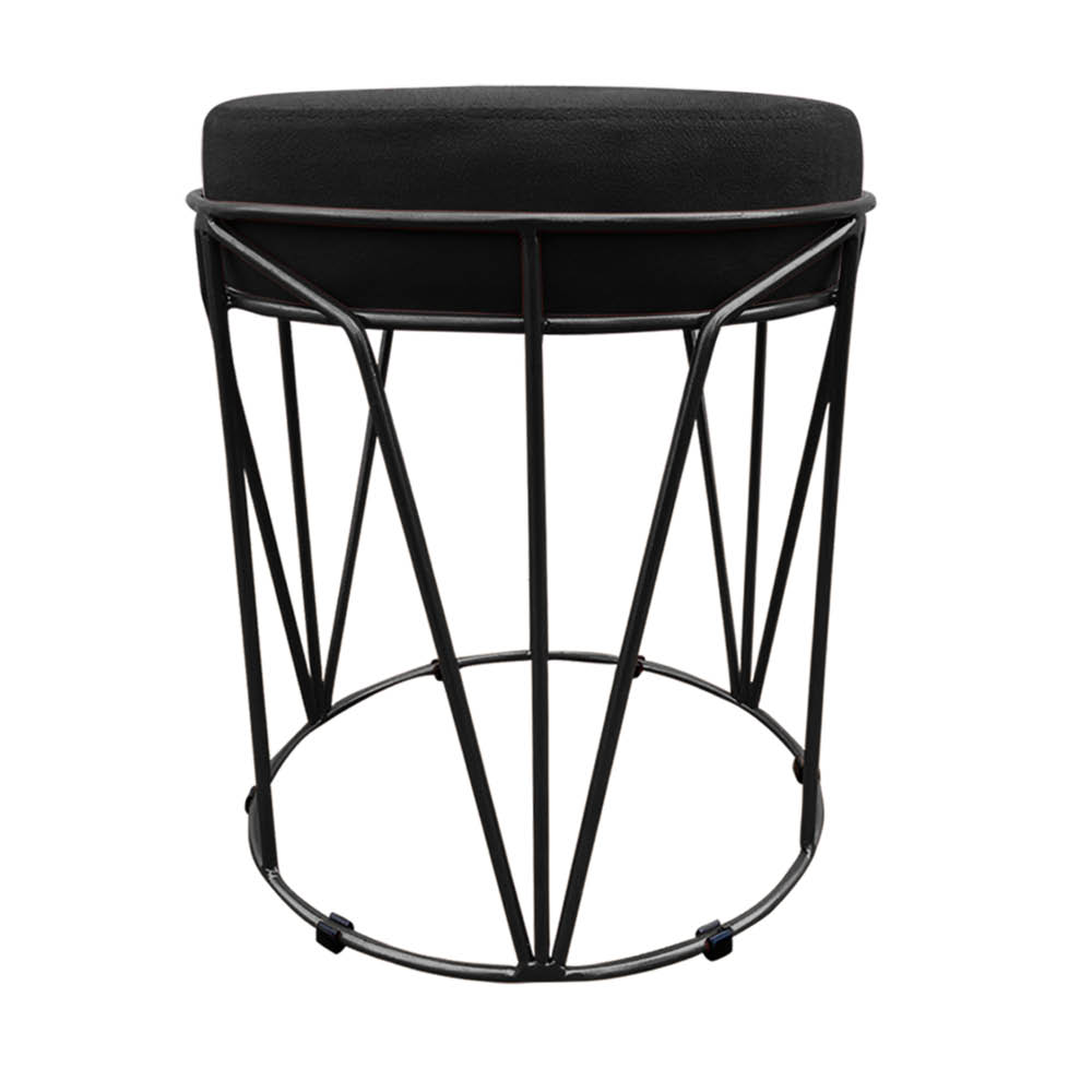 Puff Multiuso com Mesa Babu 2 em 1 Suede Preto Base Preto - D'Rossi