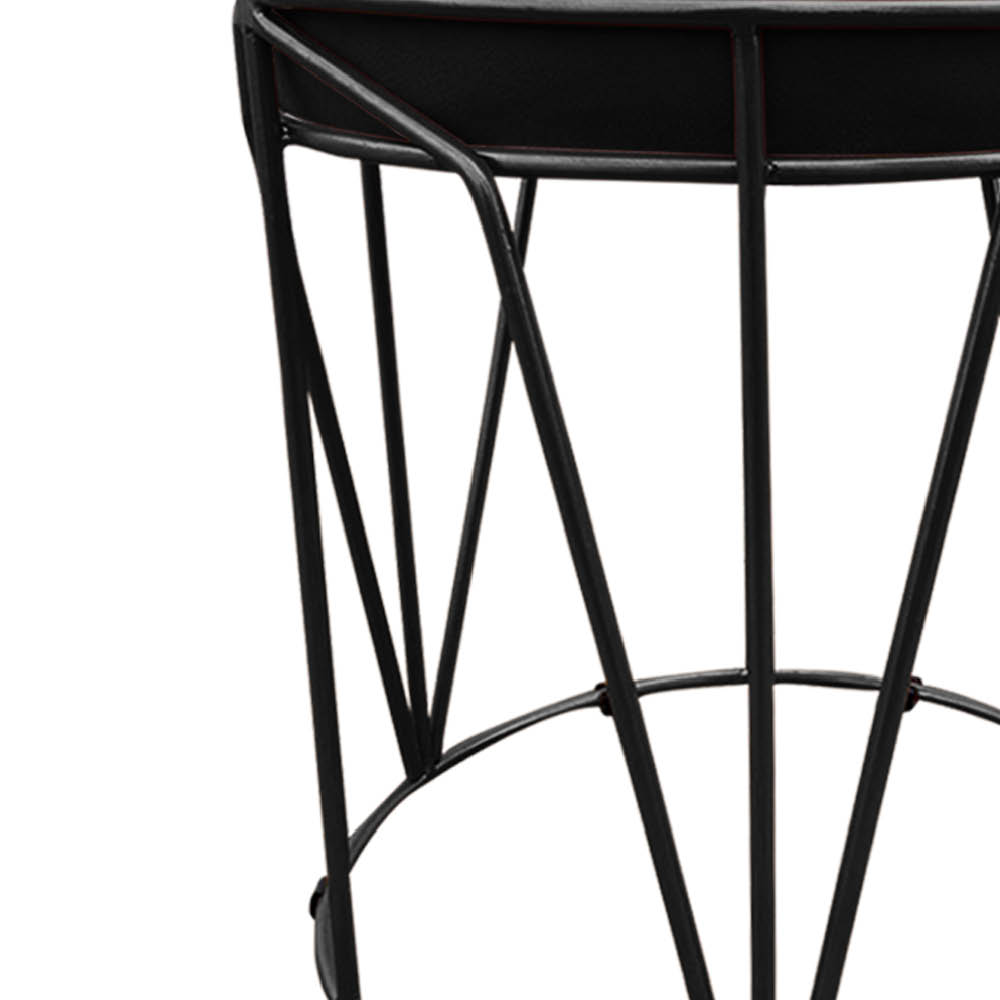 Puff Multiuso com Mesa Babu 2 em 1 Suede Preto Base Preto - D'Rossi