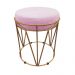 Puff Multiuso com Mesa Babu 2 em 1 Suede Rosa Bebê Base Dourado - D'Rossi