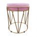 Puff Multiuso com Mesa Babu 2 em 1 Suede Rosa Bebê Base Dourado - D'Rossi