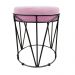 Puff Multiuso com Mesa Babu 2 em 1 Suede Rosa Bebê Base Preto - D'Rossi