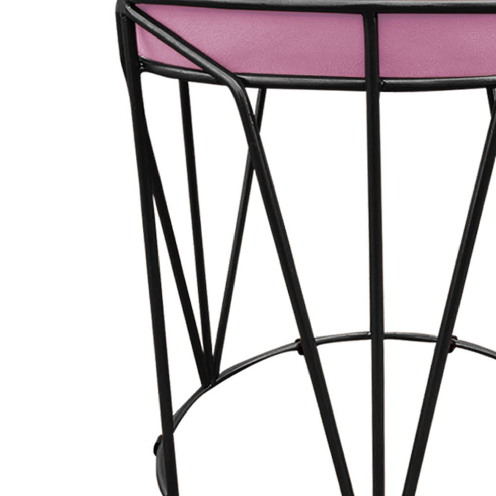 Puff Multiuso com Mesa Babu 2 em 1 Suede Rosa Bebê Base Preto - D'Rossi