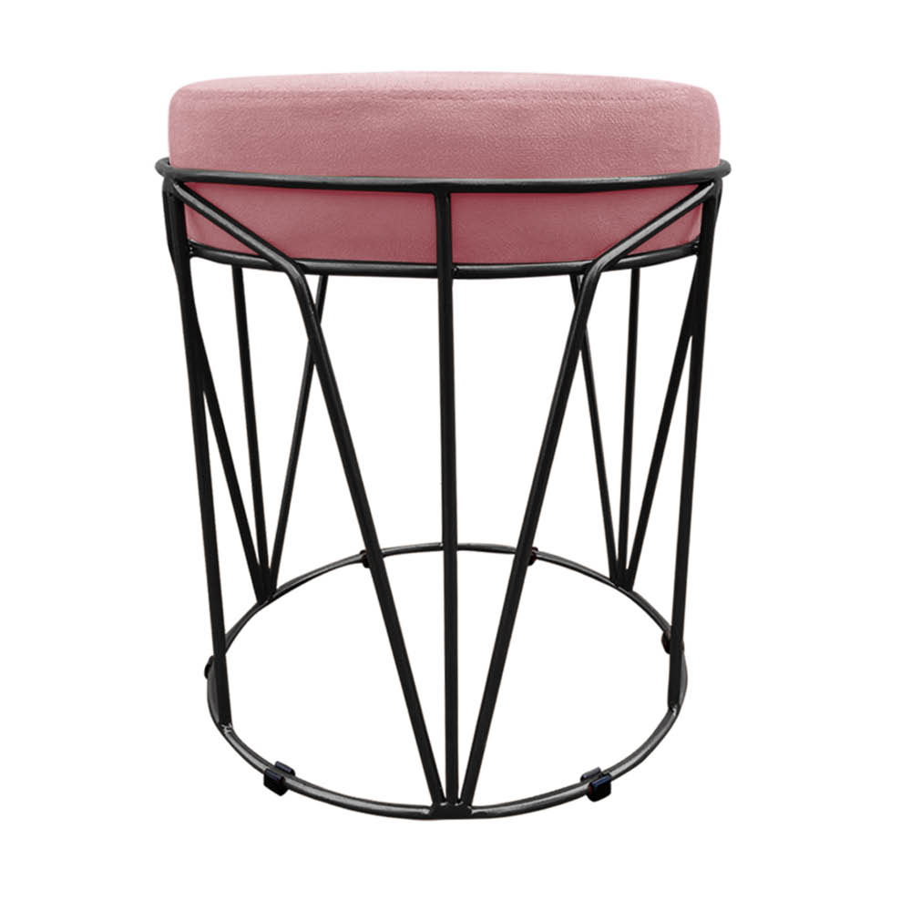 Puff Multiuso com Mesa Babu 2 em 1 Suede Rose Base Preto - D'Rossi