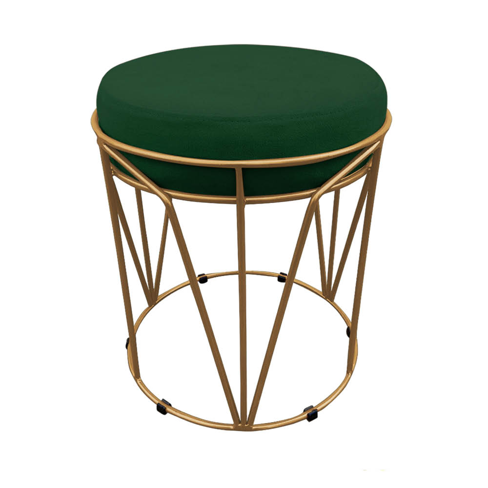 Puff Multiuso com Mesa Babu 2 em 1 Suede Verde Base Dourado - D'Rossi