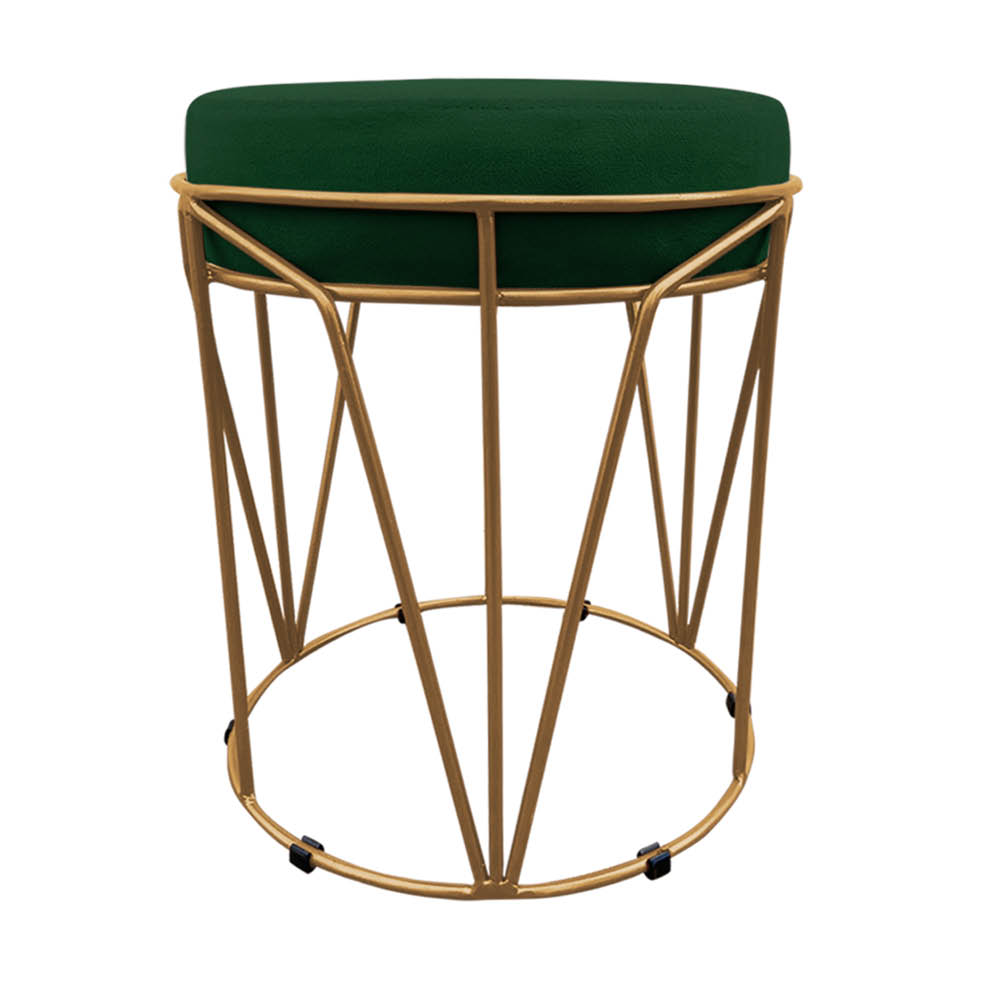 Puff Multiuso com Mesa Babu 2 em 1 Suede Verde Base Dourado - D'Rossi