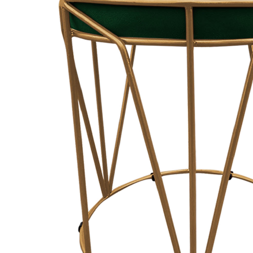 Puff Multiuso com Mesa Babu 2 em 1 Suede Verde Base Dourado - D'Rossi
