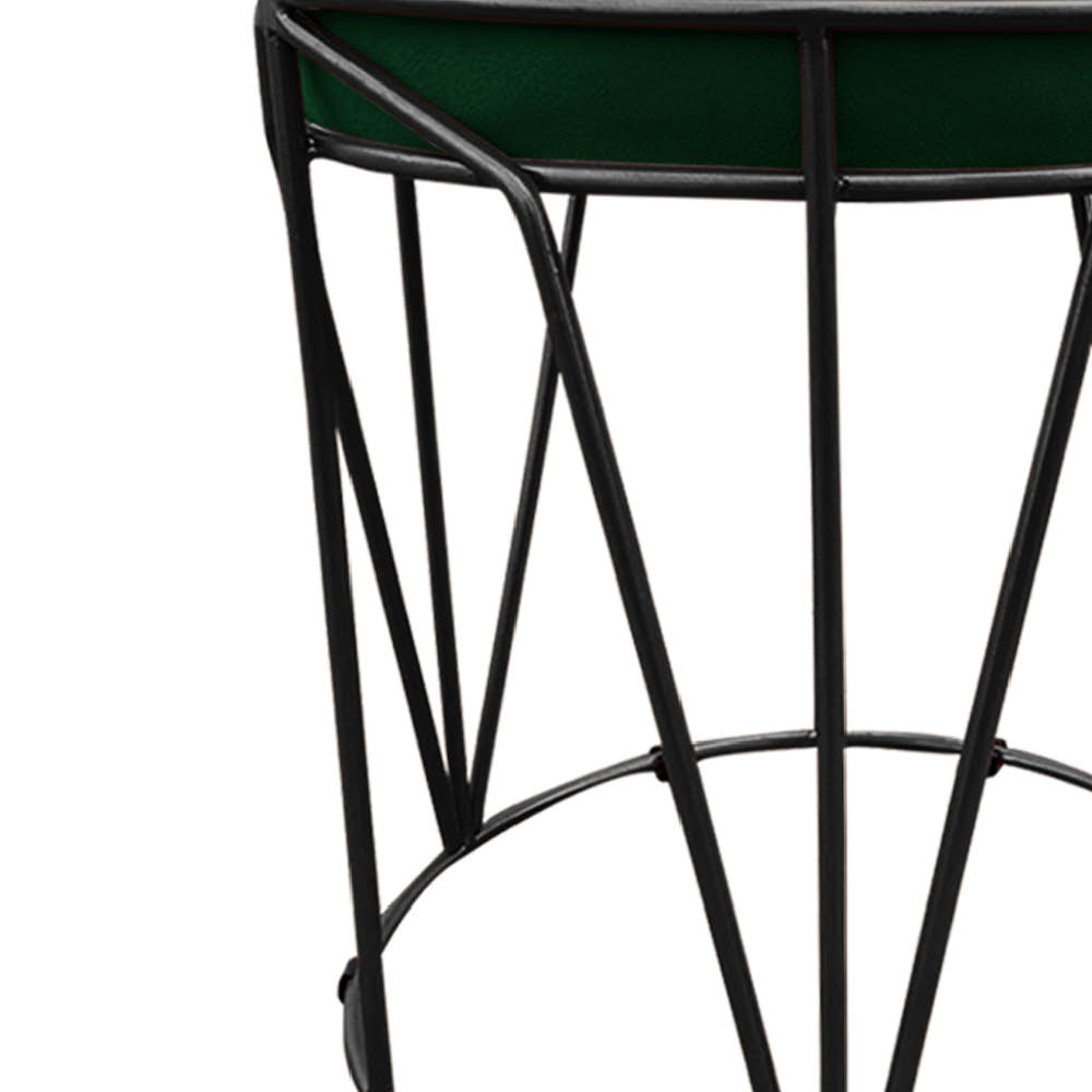 Puff Multiuso com Mesa Babu 2 em 1 Suede Verde Base Preto - D'Rossi