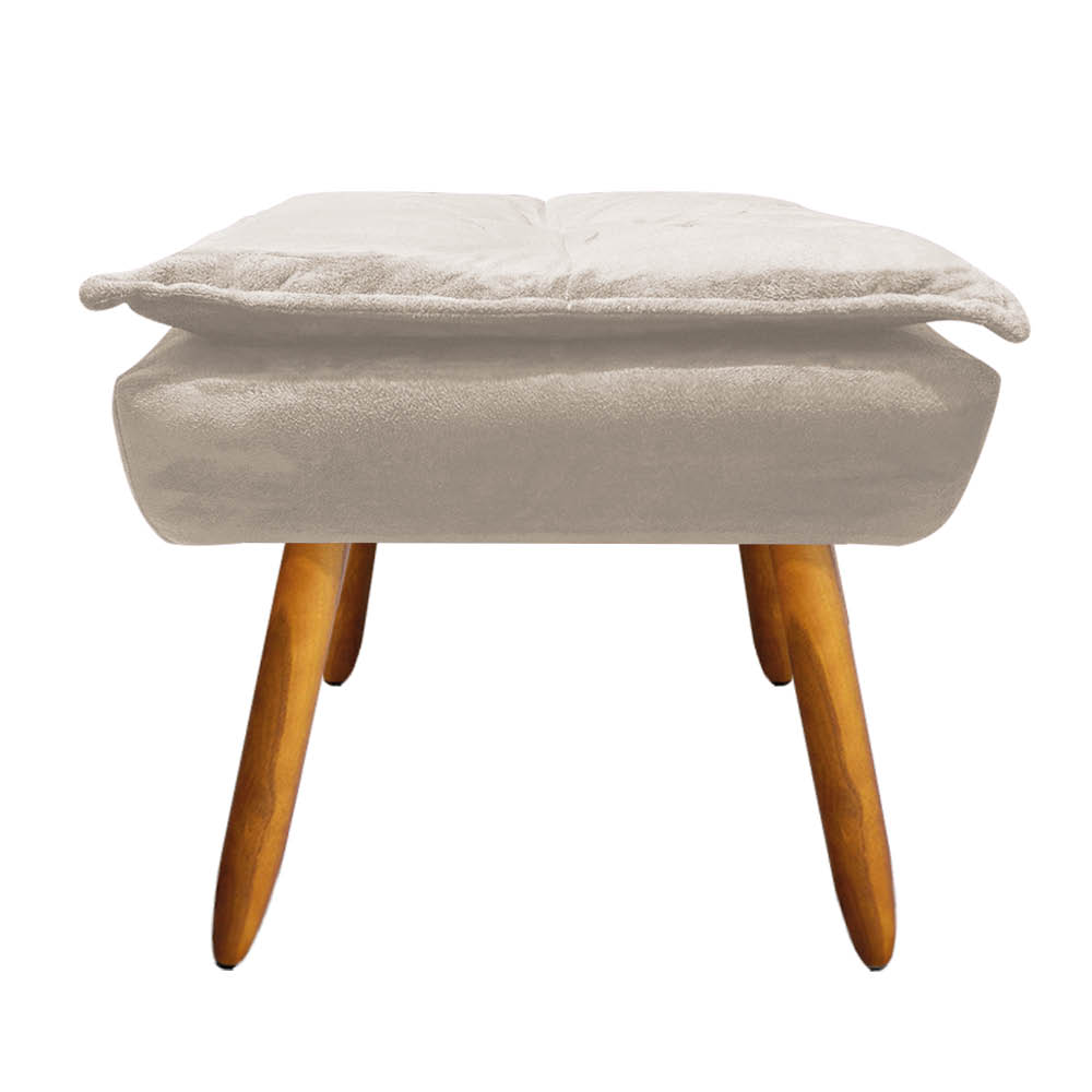 Puff Opala Suede Bege Pés Palito Castanho D'Rossi