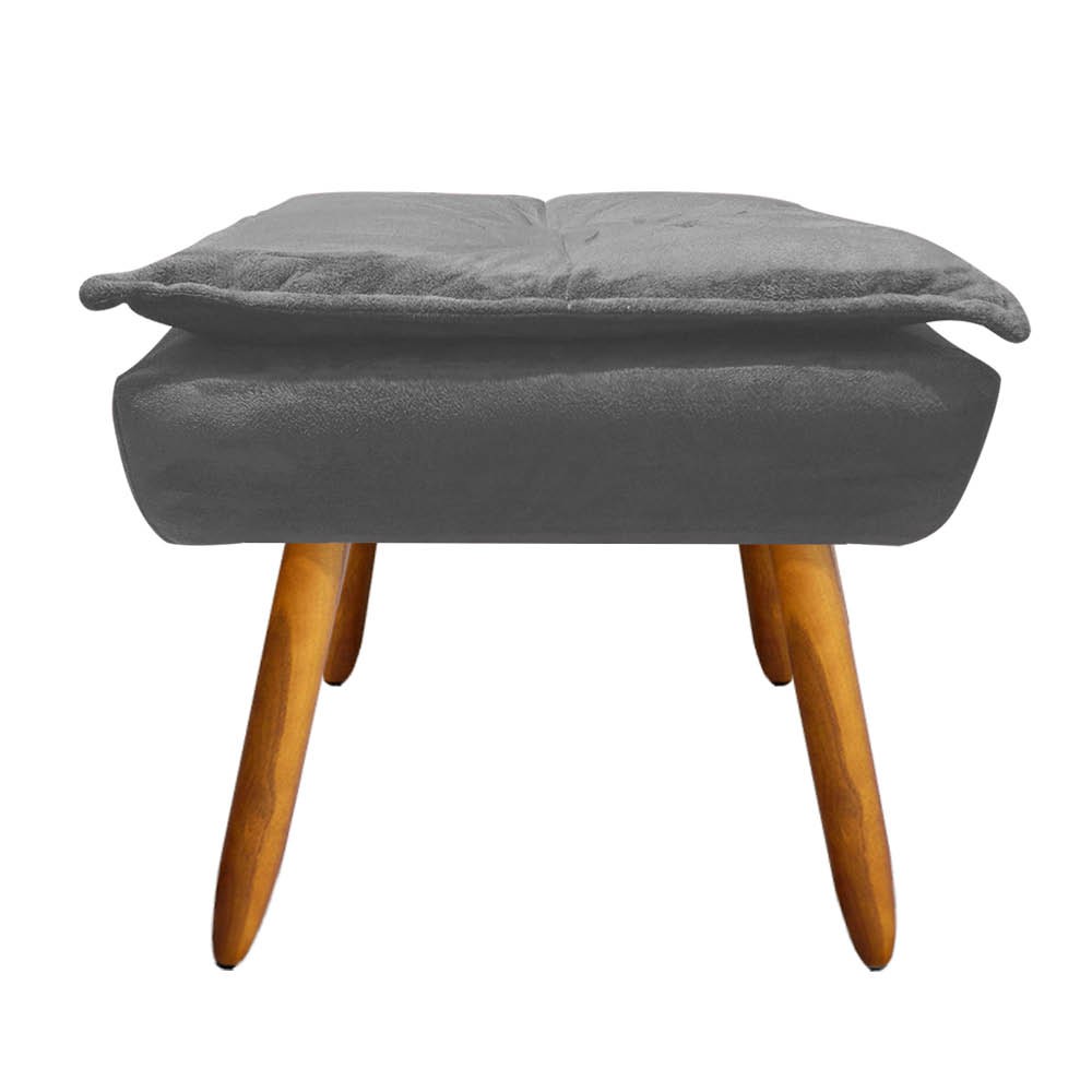 Puff Opala Suede Grafite Pés Palito Castanho D'Rossi