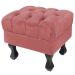 Puff Retrô Luis XV Capitonê Suede Rose - D'Rossi