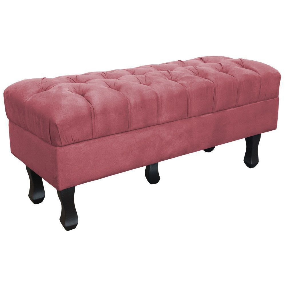 Puff Retro Luis Xv Capitonê 1 Metro Suede Rose - D'Rossi