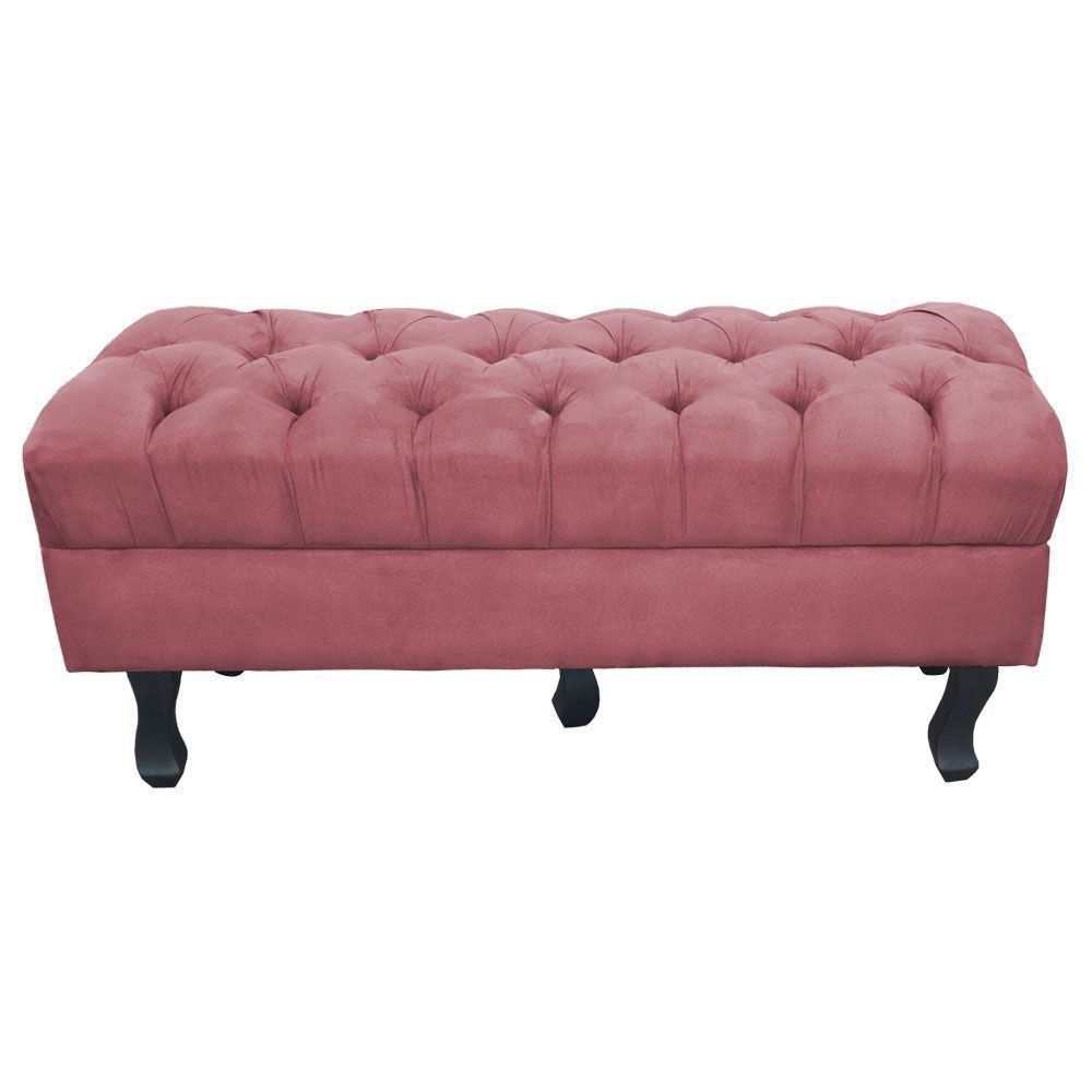 Puff Retro Luis Xv Capitonê 1 Metro Suede Rose - D'Rossi