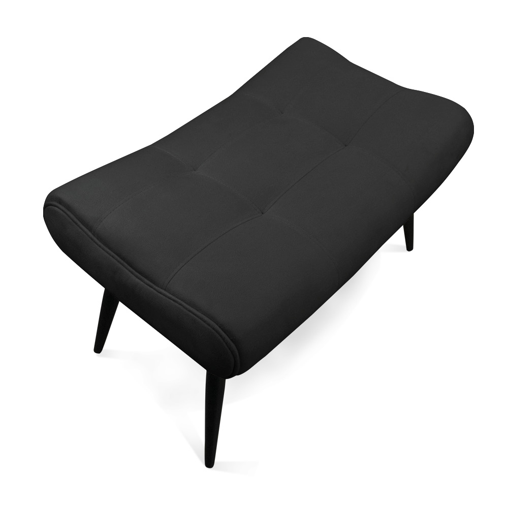 Puff Sher Suede Preto Pés Palito de Ferro - D'Rossi