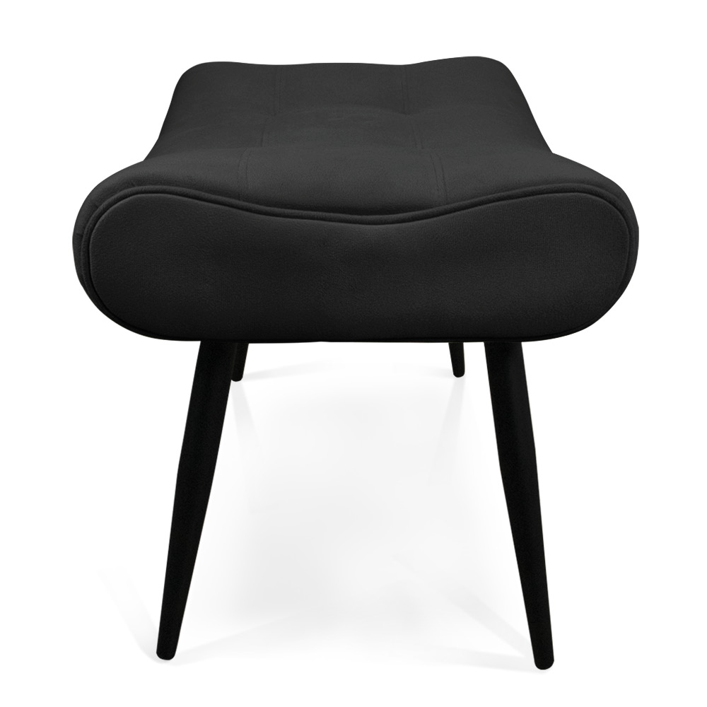 Puff Sher Suede Preto Pés Palito de Ferro - D'Rossi