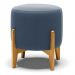 Puff Stella Suede Azul Marinho Base Madeira Castanho - D'Rossi