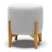 Puff Stella Suede Cinza Base Madeira Castanho - D'Rossi