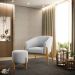 Puff Stella Suede Cinza Base Madeira Castanho - D'Rossi
