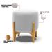Puff Stella Suede Cinza Base Madeira Castanho - D'Rossi