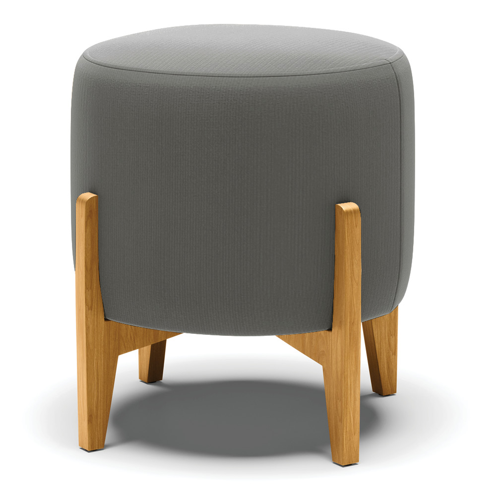 Puff Stella Suede Grafite Base Madeira Castanho - D'Rossi