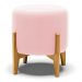 Puff Stella Suede Rosa Bebê Base Madeira Castanho - D'Rossi