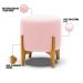 Puff Stella Suede Rosa Bebê Base Madeira Castanho - D'Rossi
