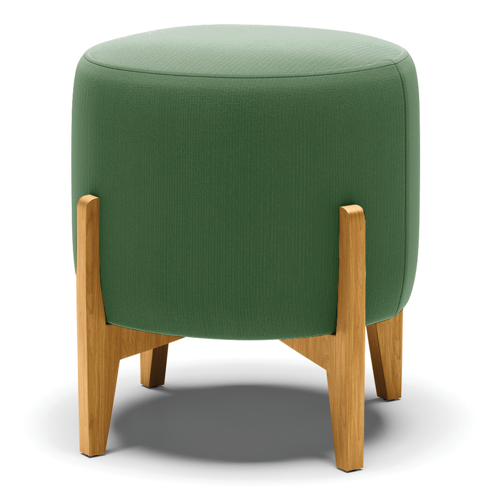 Puff Stella Suede Verde Base Madeira Castanho - D'Rossi