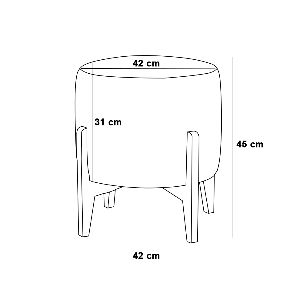 Puff Stella Veludo Rosê Base Madeira Castanho - D'Rossi