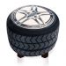 Puffinho Infantil Redondo Estampado Suede Pneu Carro Pés Chanfrado Tabaco D03 - D'Rossi