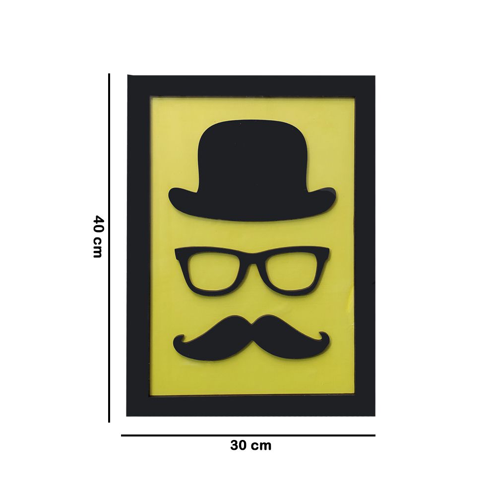 Quadro Decorativo ''Chapeu &amp; Bigode'' 40x30  - D'Rossi