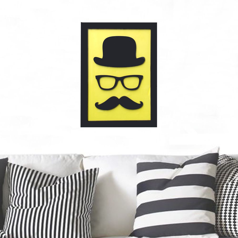 Quadro Decorativo ''Chapeu &amp; Bigode'' 40x30  - D'Rossi