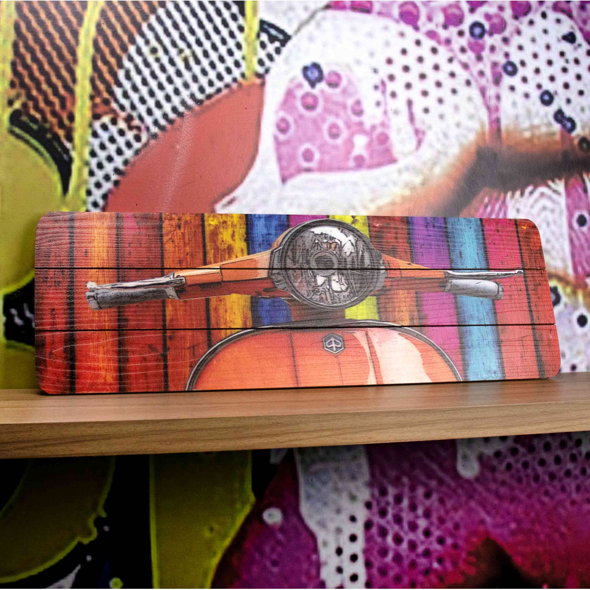 Quadro Decorativo MDF Colorido 20x60 Lambreta - D'Rossi