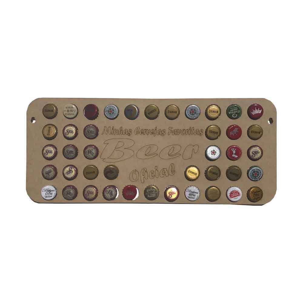 Quadro Decorativo Porta Tampinhas MDF Cru 47x20 Cerveja Oficial - D'Rossi