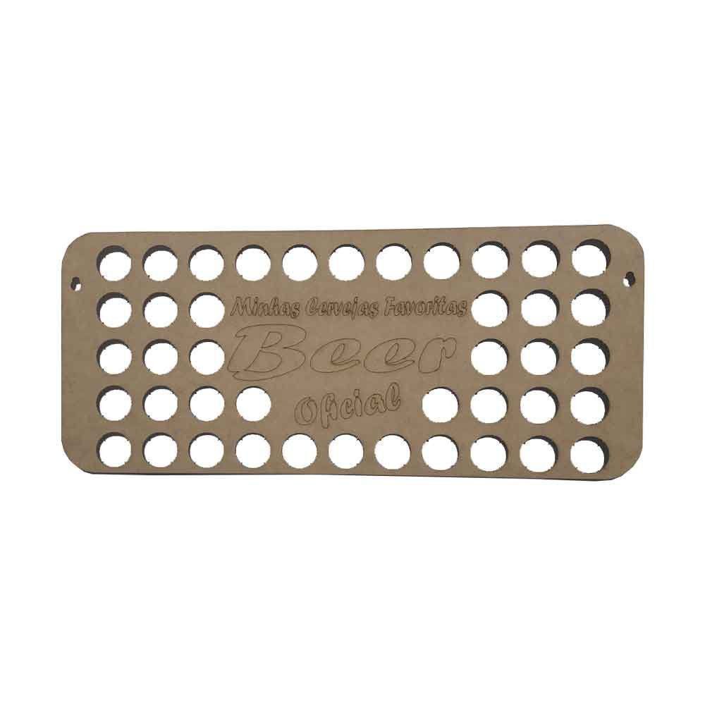 Quadro Decorativo Porta Tampinhas MDF Cru 47x20 Cerveja Oficial - D'Rossi