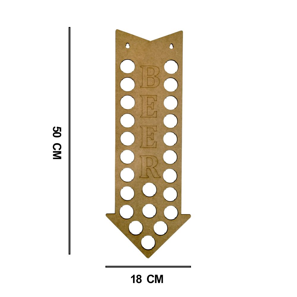 Quadro Decorativo Porta Tampinhas MDF Cru 50x18 Seta Beer - D'Rossi