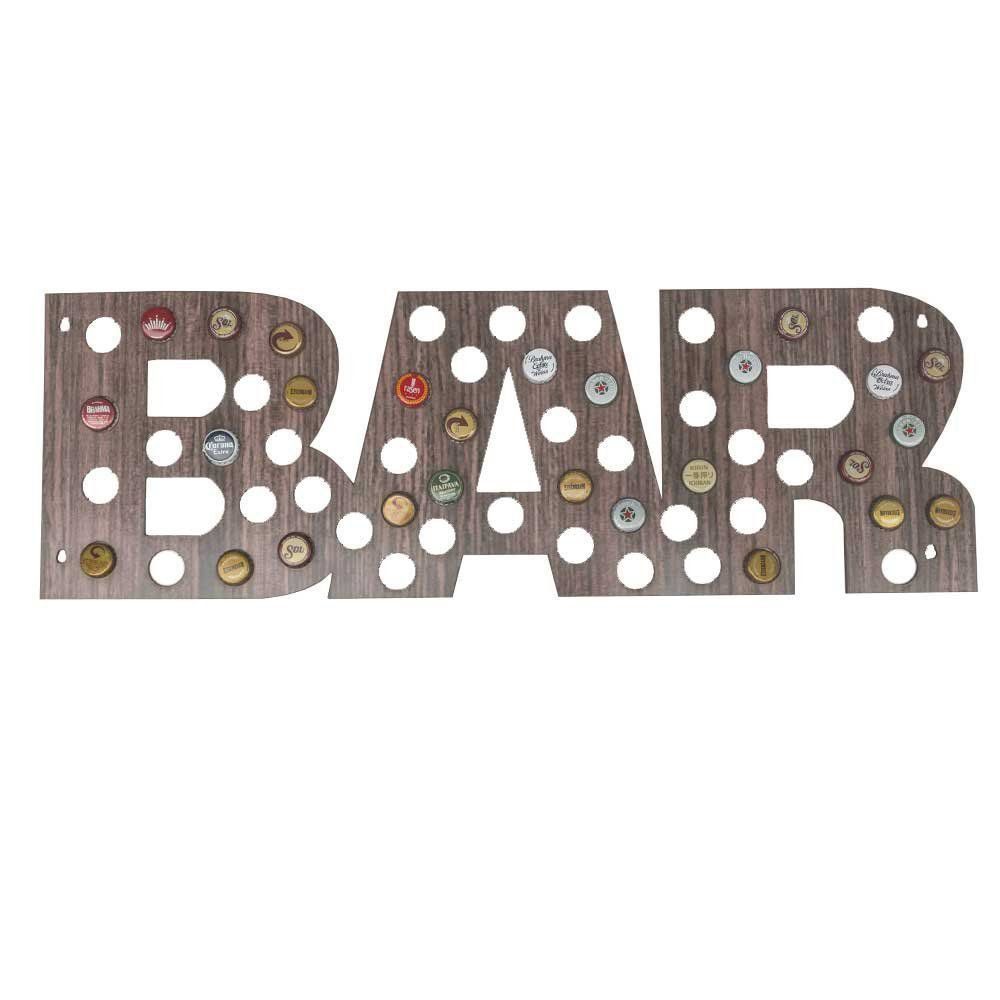 Quadro Decorativo Porta Tampinhas MDF Madeira Vertical 20x60 BAR - D'Rossi
