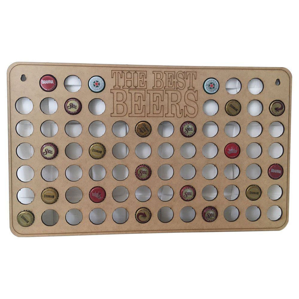 Quadro Decorativo Porta Tampinhas em MDF 50x30 Horizontal - D'Rossi