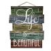 Quadro Placa Decorativa Madeira Frase "Life is Beautiful" D'Rossi